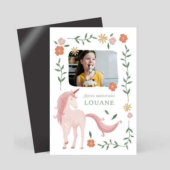 Magnet anniversaire Licorne Fleurie