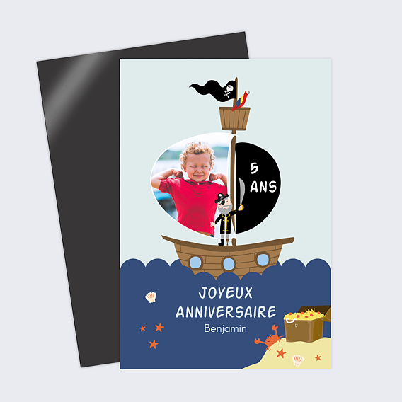 Magnet Anniversaire Enfant Bateau Pirate