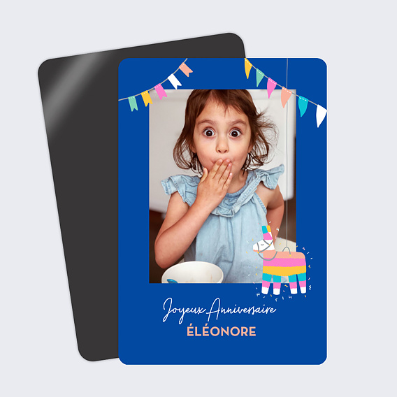 Magnet Anniversaire Enfant Lama Pinata Photo - Popcarte