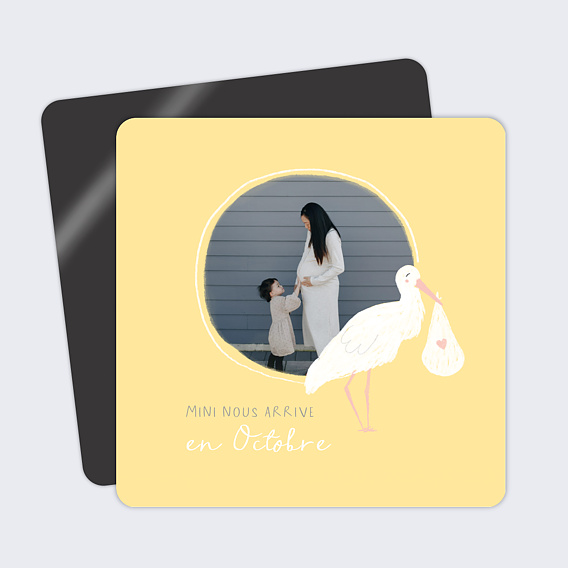 Magnet annonce grossesse Cigogne Blanche