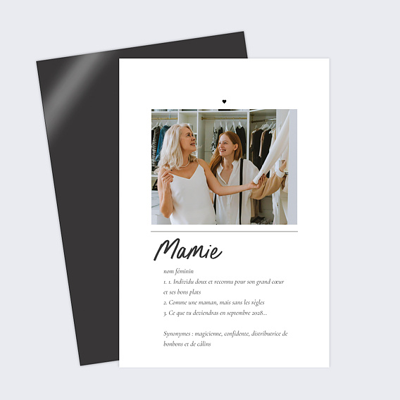 Magnet annonce grossesse Définition Mamie