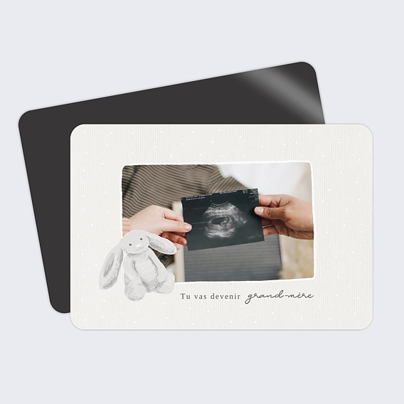 Magnet annonce grossesse Petit Lapin Gris 