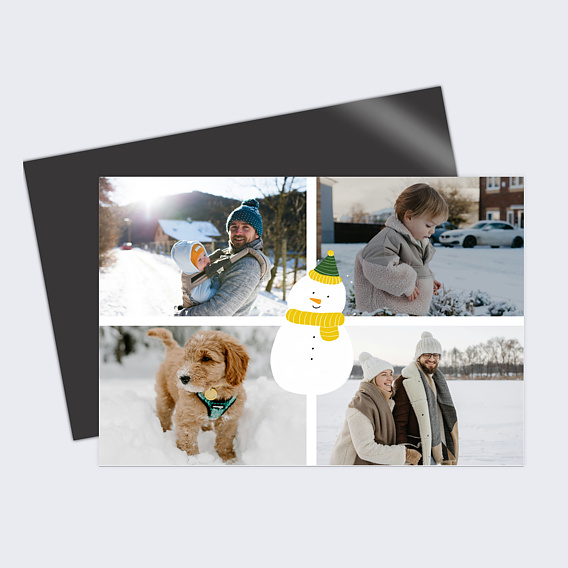 Magnet Carte de Noël Bonhomme de neige étiquette
