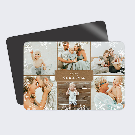 Magnet Carte de Noël Flocons d'hiver