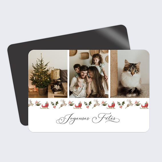 Magnet Noël Frise Traineau