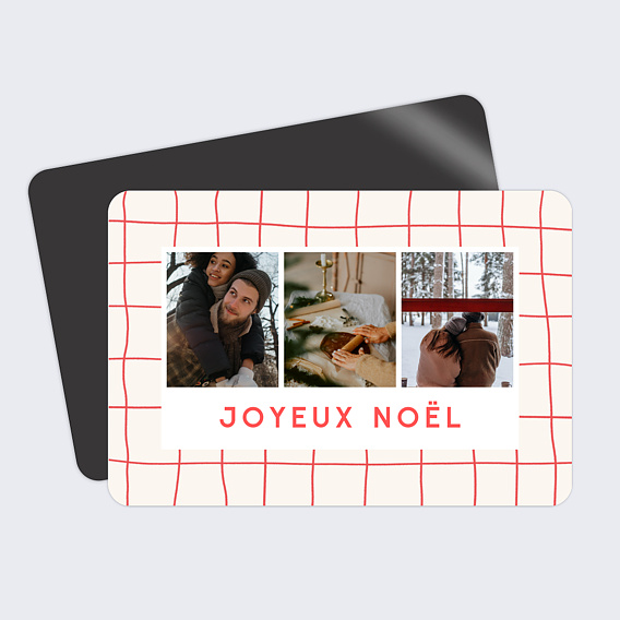 Magnet Carte de Noël Plaid Rouge