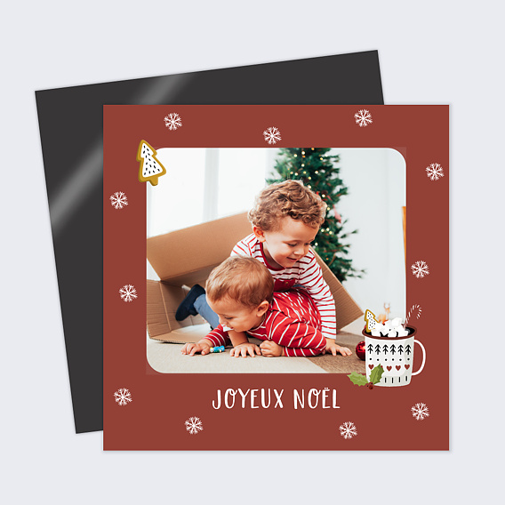 Magnet Carte de Noël Chocolat Chaud