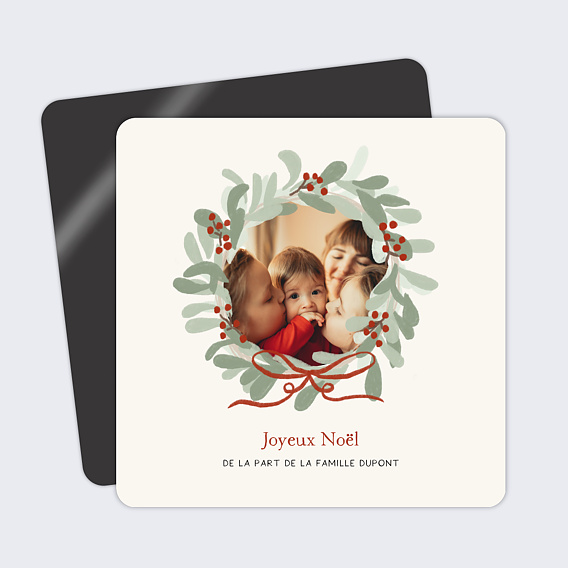 Magnet Noël Couronne avec nœud Recto