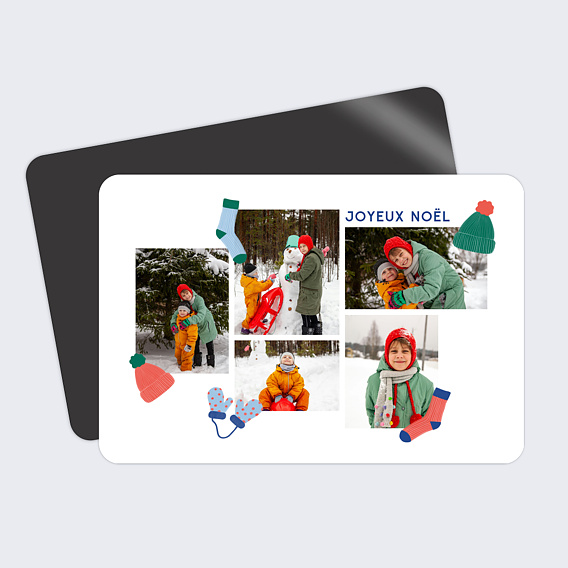 Magnet Carte de Noël Vêtements d'hiver