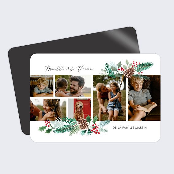 Magnet carte de vœux Bandeau avec végétal
