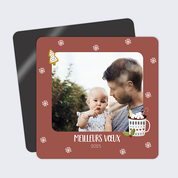 Magnet carte de vœux Chocolat Chaud