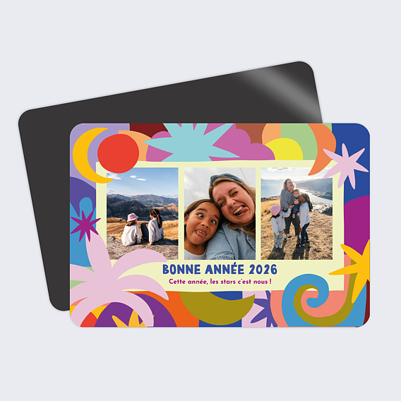 Magnet carte de vœux Cosmic folk - Leona Rose x Popcarte Recto