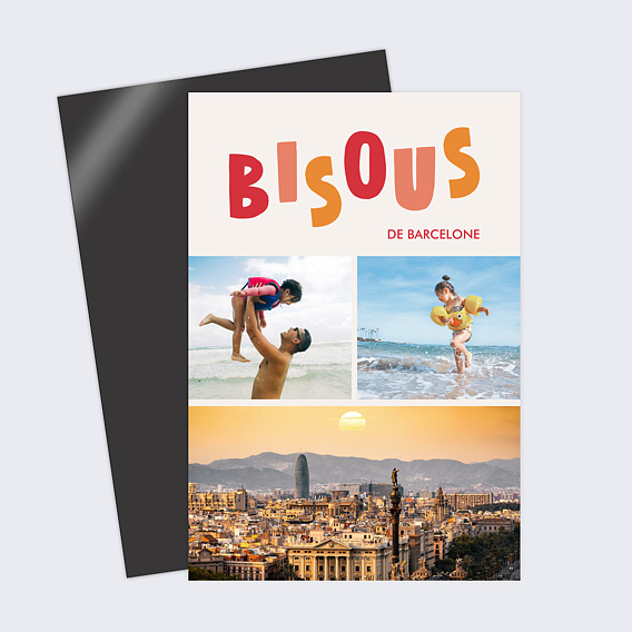 Carte postale aimantée Bisous bisous