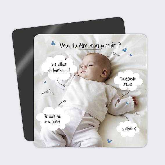 Magnet parrain marraine Certificat nuages