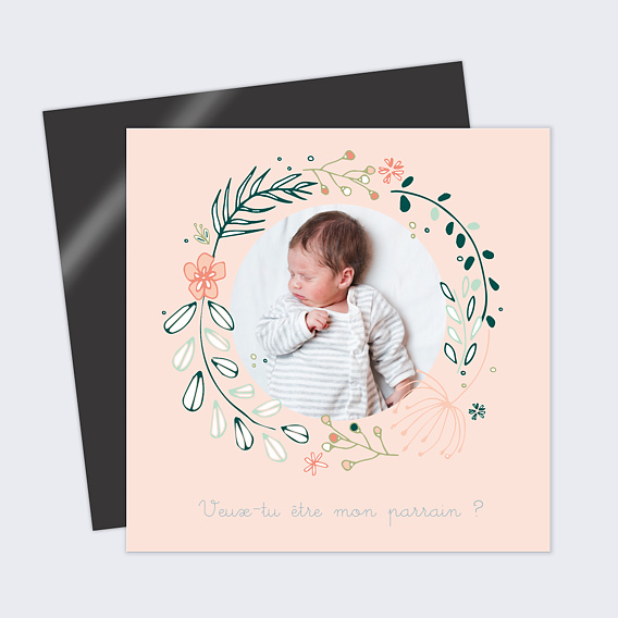 Magnet parrain marraine Couronne de fleurs