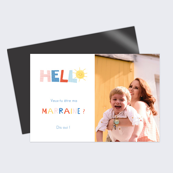 Magnet parrain marraine Texte Coloré