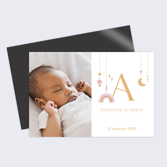 Magnet baptême Lettre Cosmos