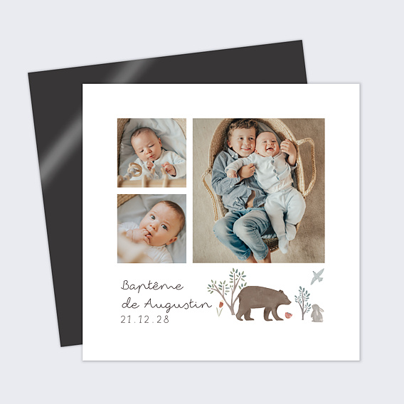 Magnet baptême Ourson