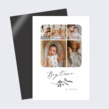 Magnet Faire-part Baptme Faire-part de Baptme Multi Photos
