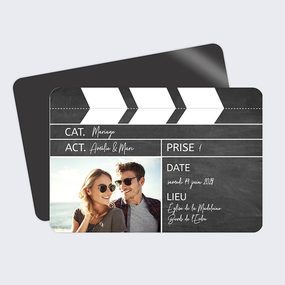Faire-part mariage magnet Clap