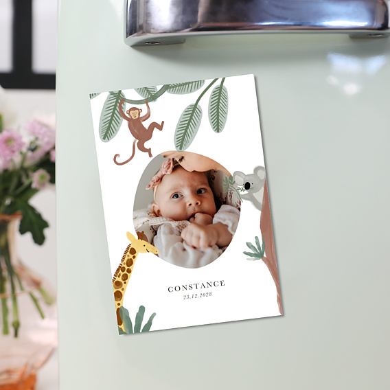 Magnet faire-part naissance Amis de la jungle