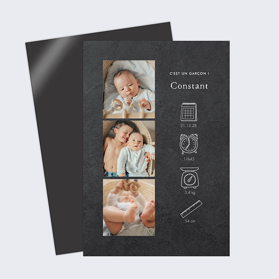 Magnet faire-part naissance Ardoise
