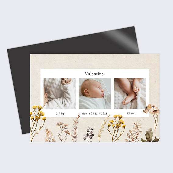 Magnet faire-part naissance Bouquet Sauvage Paysage