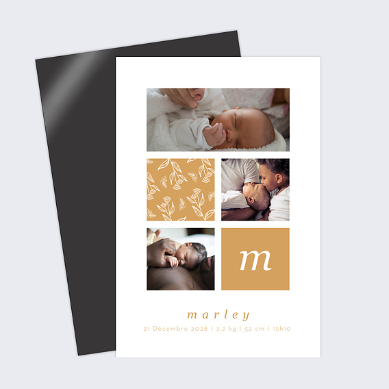 Magnet faire-part naissance Caramel Doux