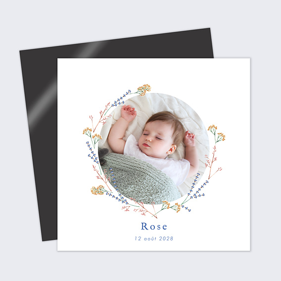 Magnet faire-part naissance Couronne Minimaliste