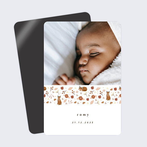 Magnet faire-part naissance Frise Renard