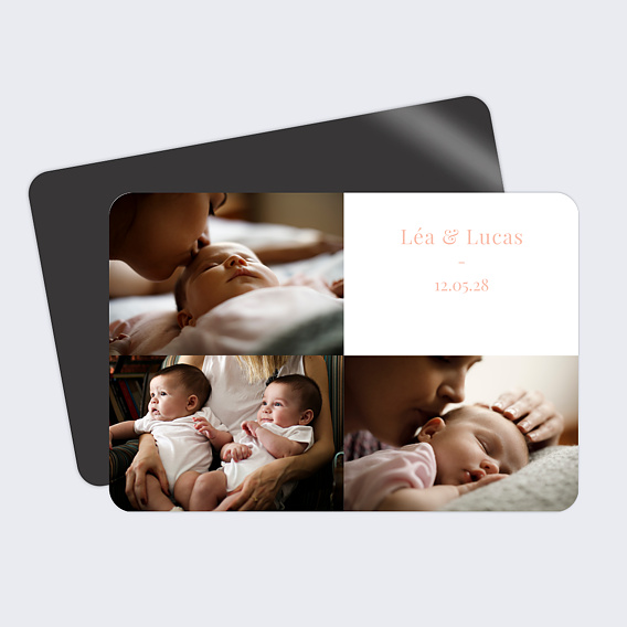 Faire part naissance magnet jumeaux à personnaliser en ligne