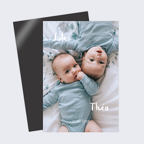 Magnet faire-part naissance Jumeaux modernes