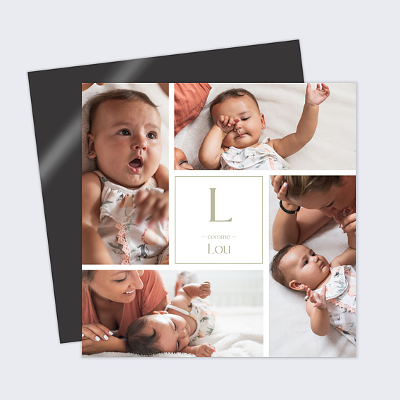 Magnet faire-part naissance Lettrine Multiphoto