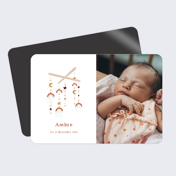 Magnet faire-part naissance Mobile Arc-en-Ciel