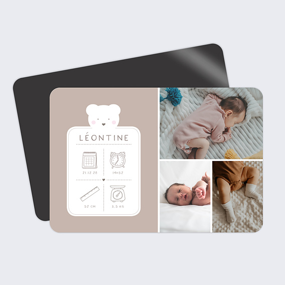 Magnet faire-part naissance Petit Ourson
