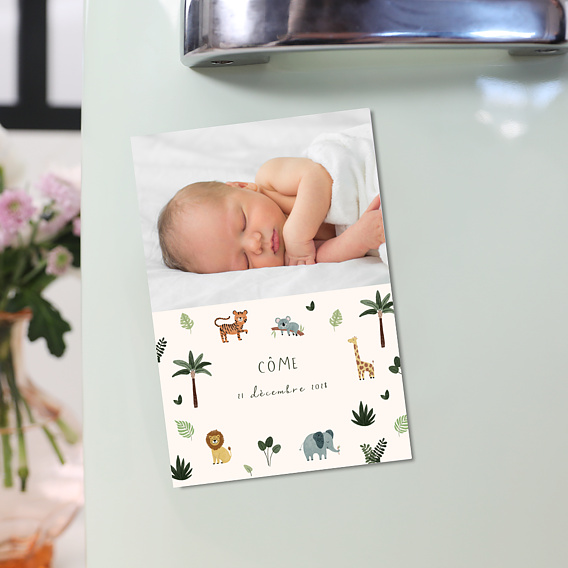 Magnet faire-part naissance Petite Jungle