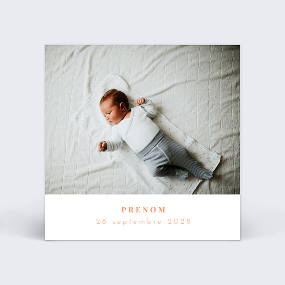 Faire-part Naissance Personnalisé avec le Prénom et la Photo
