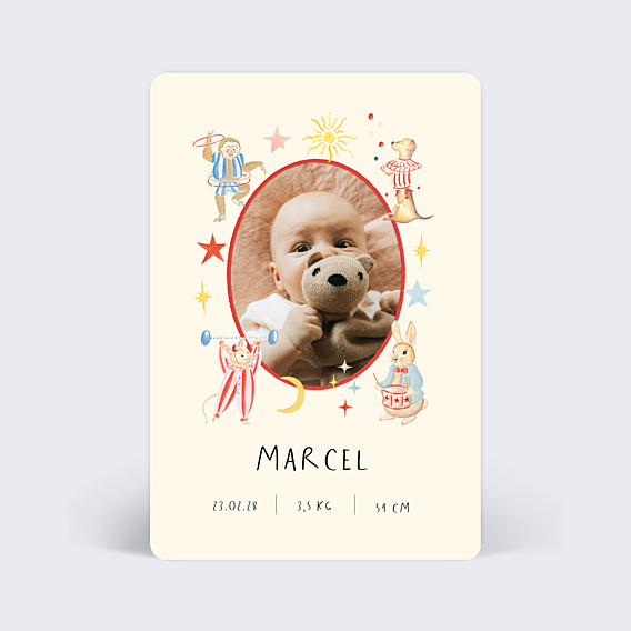 Faire-part Naissance Petit cirque - Clara Dassie x Popcarte