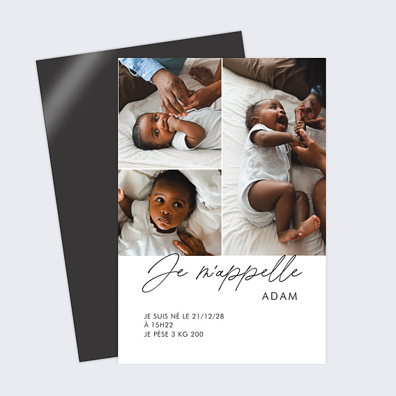 Magnet faire-part naissance Faire parler bébé Recto