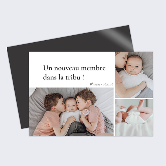 Magnet faire-part naissance Famille Nombreuse Recto