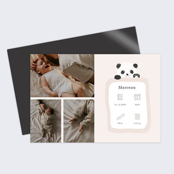 Magnet faire-part naissance Panda Recto