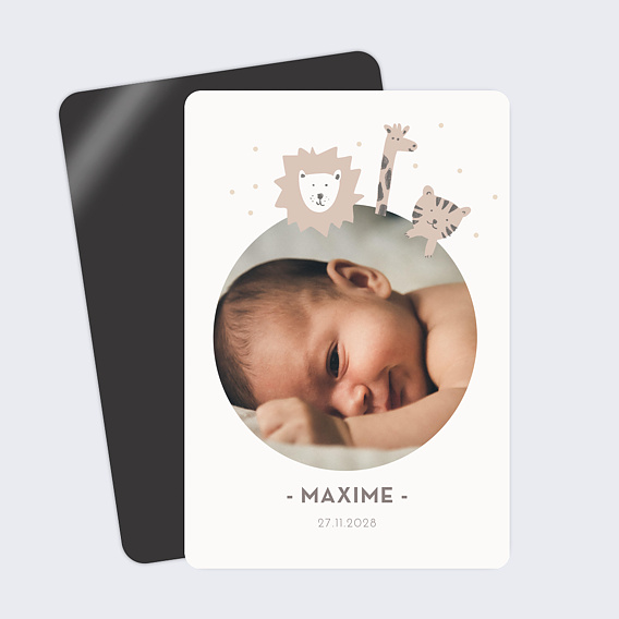 Magnet faire-part naissance Savane Recto
