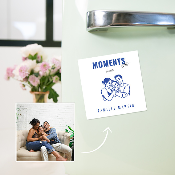 Magnet famille Portrait au trait simple