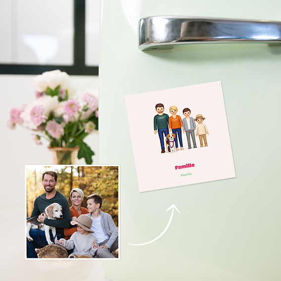 Magnet famille Portrait en figurine
