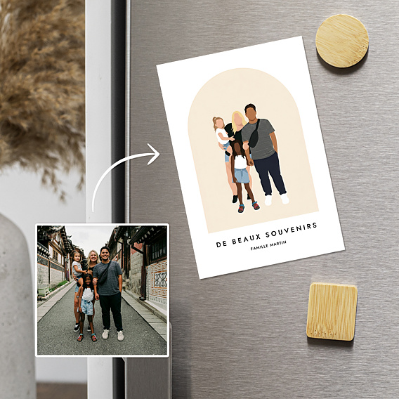 Magnet famille Portrait en illustration minimaliste