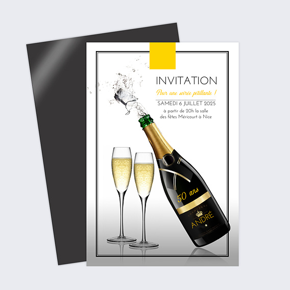 Magnet Invitation Anniversaire Champagne