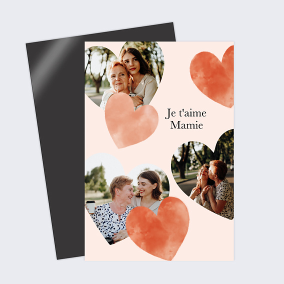 Magnet famille Multi photos cœurs Recto