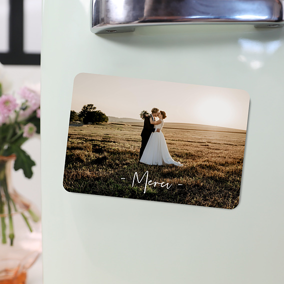 Magnet remerciement mariage Bandeau (dos photo)