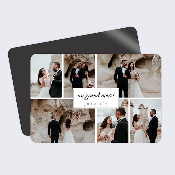 Magnet remerciement mariage Multiphoto étiquette paysage