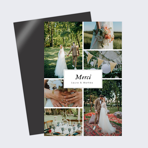 Magnet remerciement mariage Multiphoto Etiquette